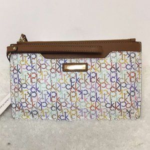 NWT-Calvin Klein Multi White Monogram Wristlet